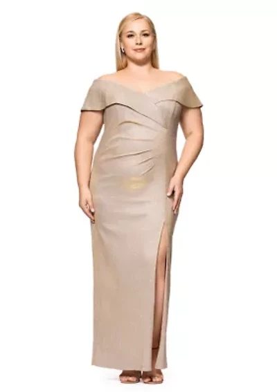 Plus Solid Glitter Knit Gown