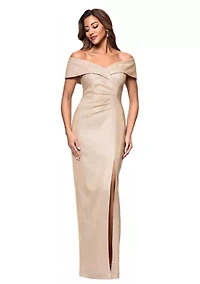 Women's Off the Shoulder Leg Slit Gown