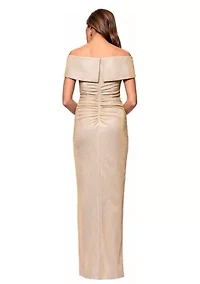 Women's Off the Shoulder Leg Slit Gown