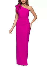 Women's One Shoulder Ruffle Gown