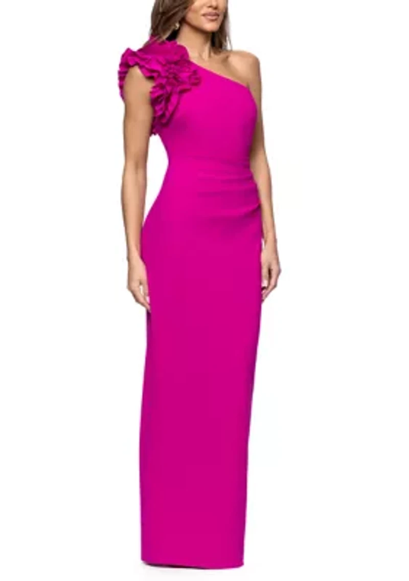 Women's One Shoulder Ruffle Gown