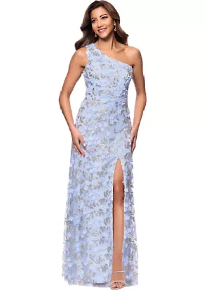 Women's Sleeveless Asymmetrical Floral Print Gown