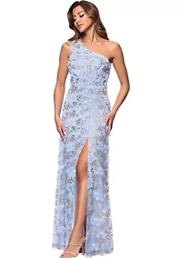 Women's Sleeveless Asymmetrical Floral Print Gown