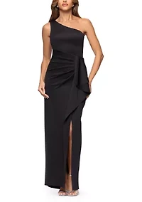 Women's Sleeveless One Shoulder Scuba Slim Gown
