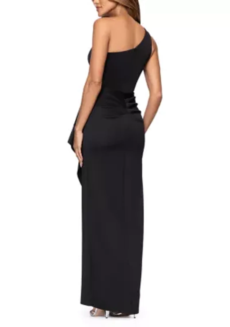 Women's Sleeveless One Shoulder Scuba Slim Gown
