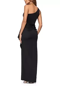 Women's Sleeveless One Shoulder Scuba Slim Gown