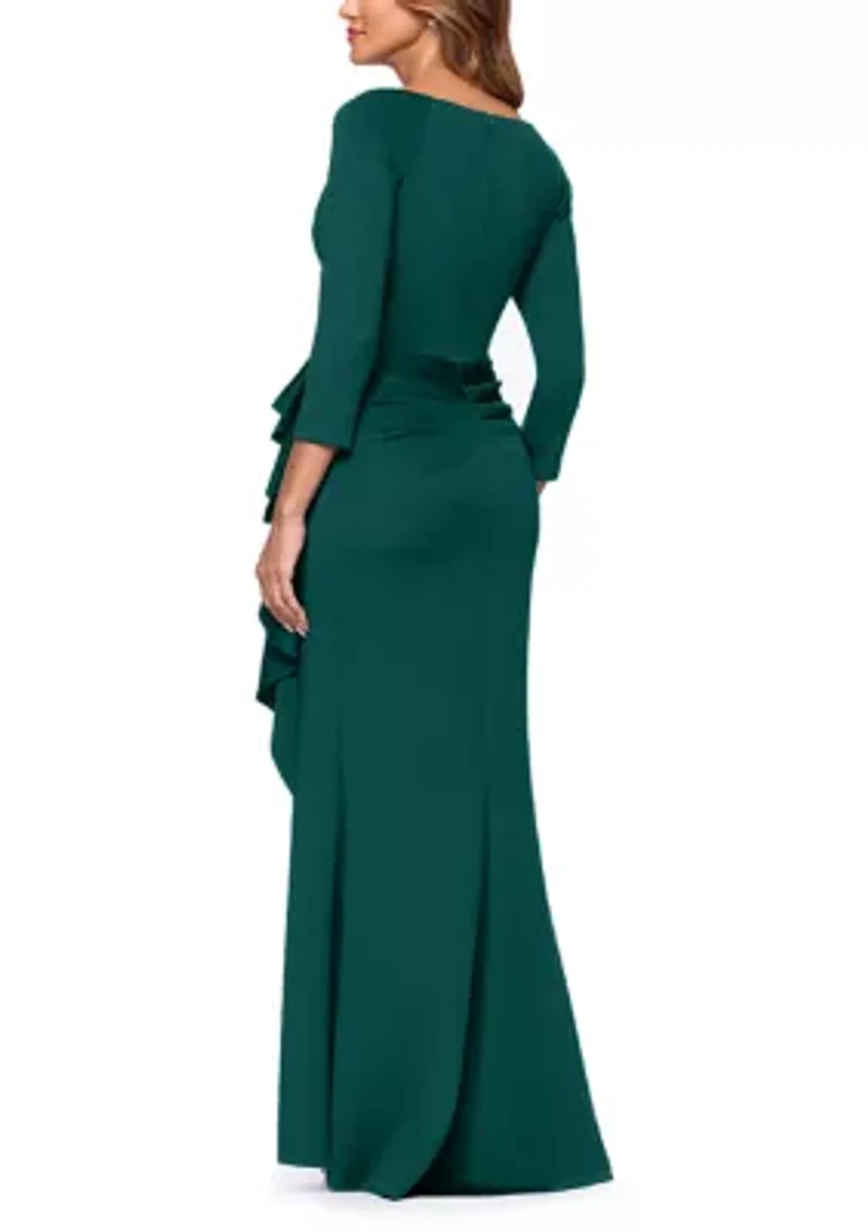Women's 3/4 Sleeve Scuba Slim Gown