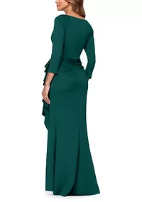 Women's 3/4 Sleeve Scuba Slim Gown