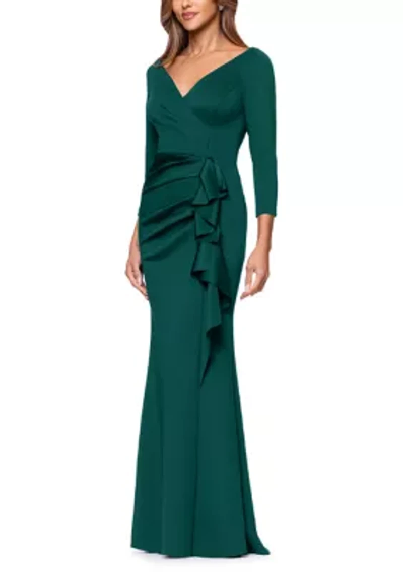 Women's 3/4 Sleeve Scuba Slim Gown
