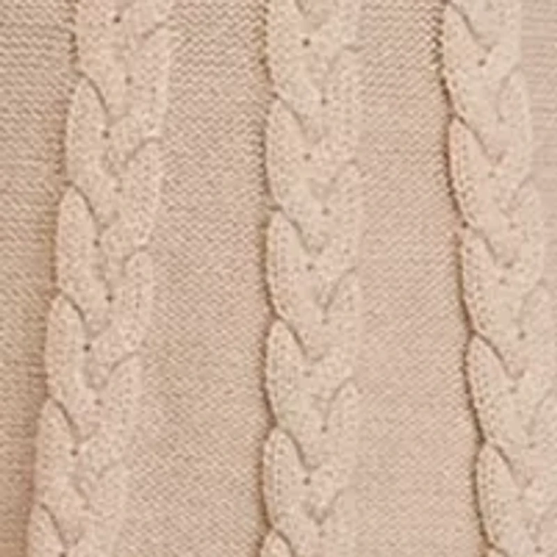 Women's Long Sleeve Mock Neck Cable Fit and Flare Sweater Dress