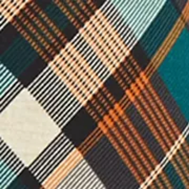 Plus Puff Sleeve Plaid A-Line Dress