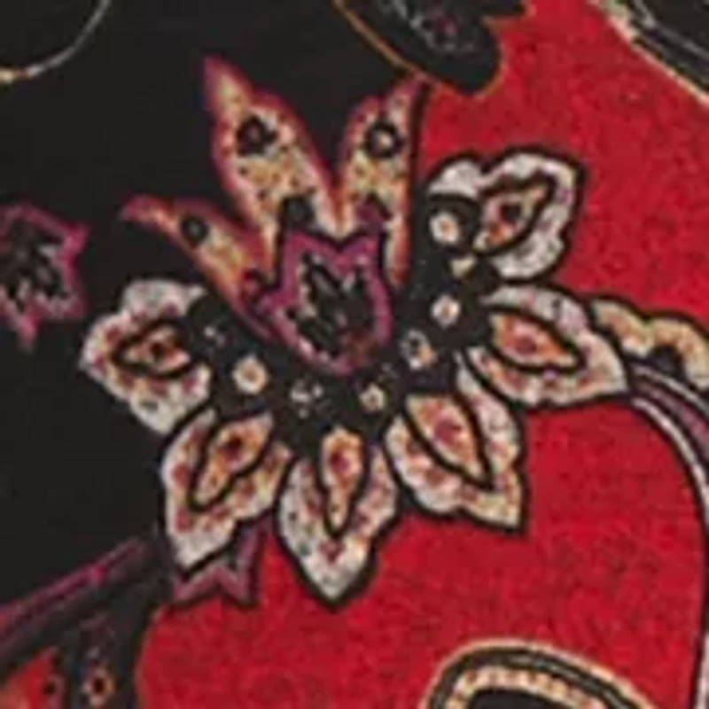 Plus 3/4 Bell Sleeve Paisley A-Line Dress