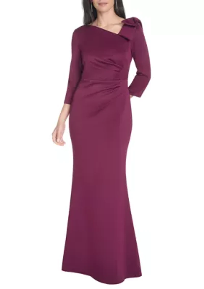 Women's Asymmetrical Neck Solid Scuba Slim Dress