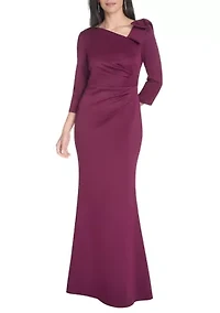 Women's Asymmetrical Neck Solid Scuba Slim Dress