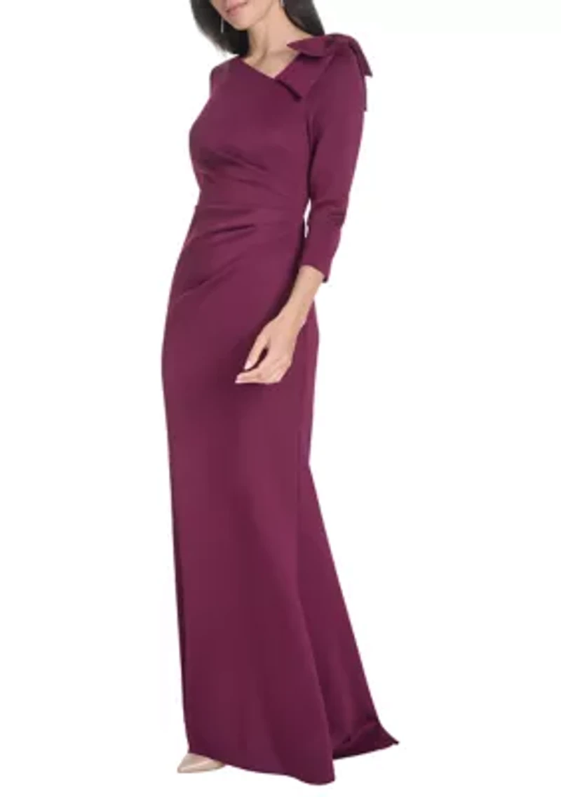 Women's Asymmetrical Neck Solid Scuba Slim Dress