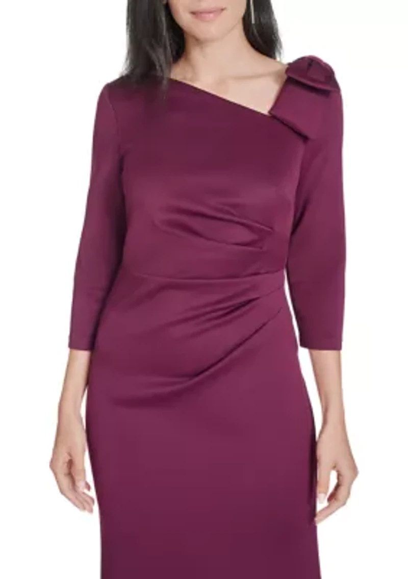 Women's Asymmetrical Neck Solid Scuba Slim Dress