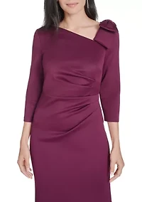 Women's Asymmetrical Neck Solid Scuba Slim Dress