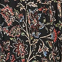 Women's Long Sleeve Mock Neck Floral Print Challis Midi Dress