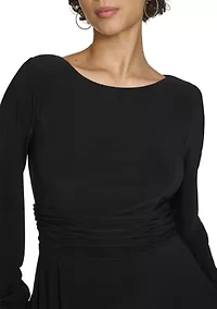 Women's Boat Neck Solid A-Line Dress