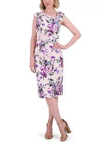 Women's Sleeveless Asymmetrical Floral Print Sheath Dress