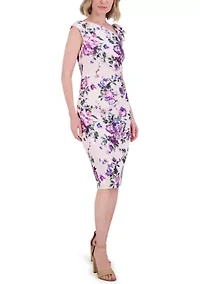 Women's Sleeveless Asymmetrical Floral Print Sheath Dress