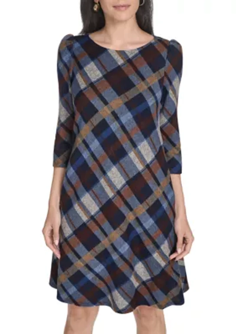 Women's Plaid Print A-Line Dress