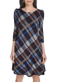 Women's Plaid Print A-Line Dress