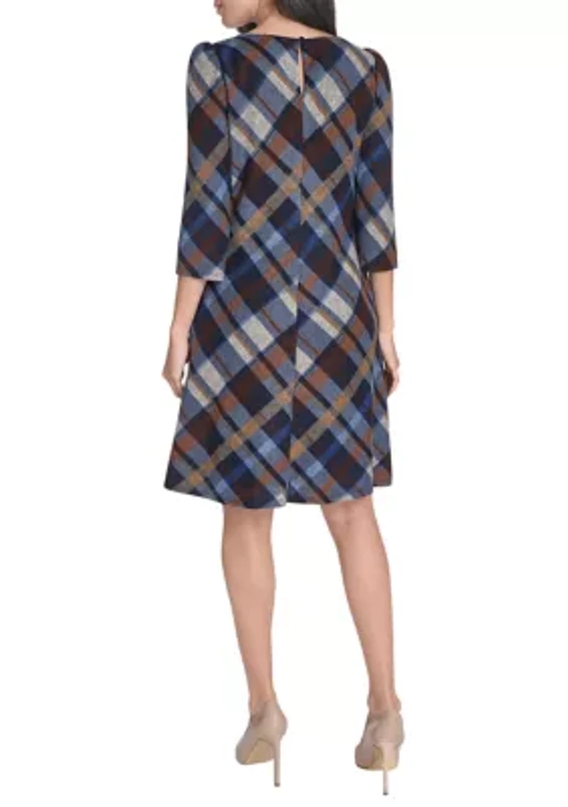 Women's Plaid Print A-Line Dress
