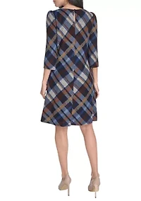 Women's Plaid Print A-Line Dress