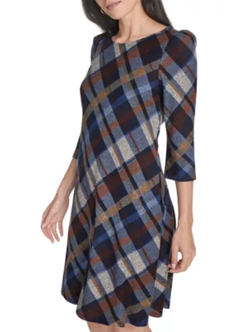 Women's Plaid Print A-Line Dress