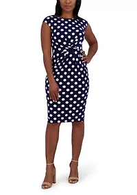 Women's Short Sleeve Crew Neck Dot Print Dress