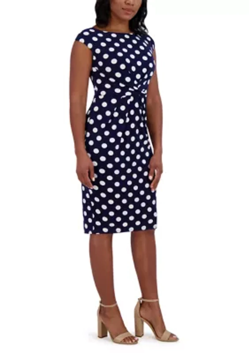 Women's Short Sleeve Crew Neck Dot Print Dress