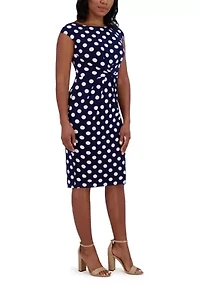 Women's Short Sleeve Crew Neck Dot Print Dress