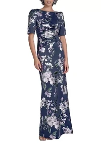 Women's Floral Printed Slim Gown