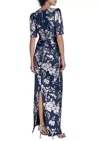 Women's Floral Printed Slim Gown