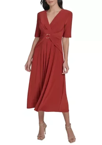 Women's Solid Gathered Waist Dress