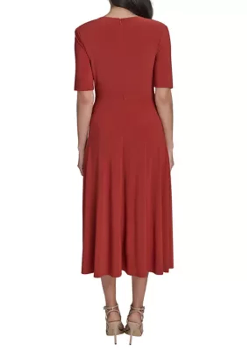Women's Solid Gathered Waist Dress