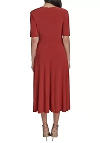 Women's Solid Gathered Waist Dress