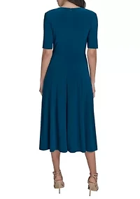Women's Solid Gathered Waist Dress