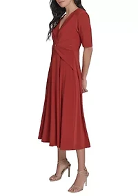 Women's Solid Gathered Waist Dress