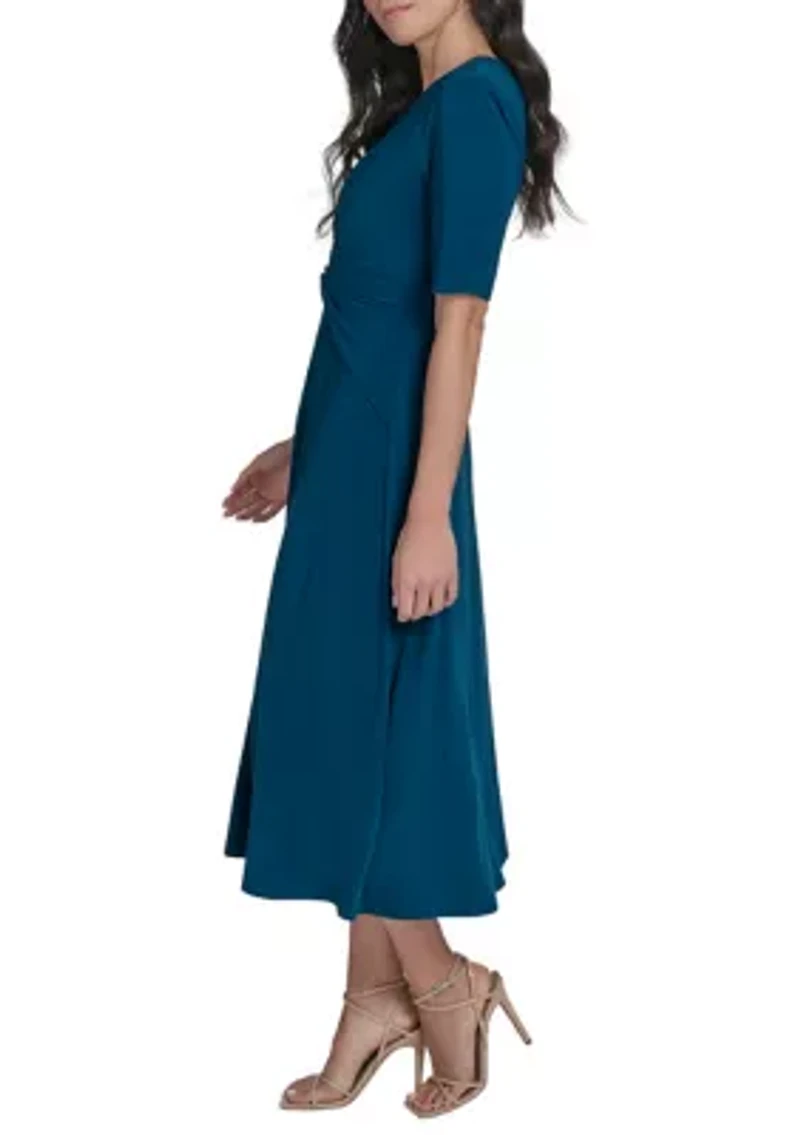Women's Solid Gathered Waist Dress