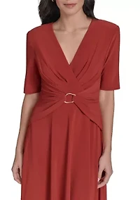 Women's Solid Gathered Waist Dress