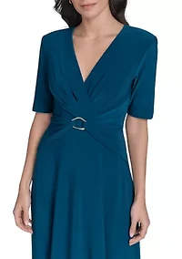 Women's Solid Gathered Waist Dress