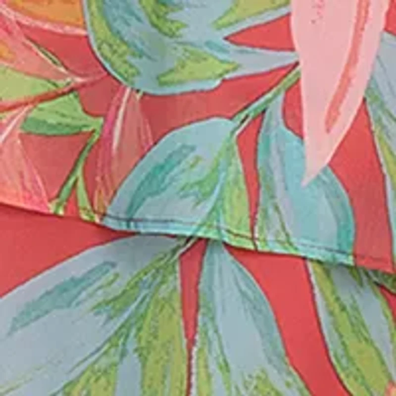 Women's Leaf Printed Chiffon Dress