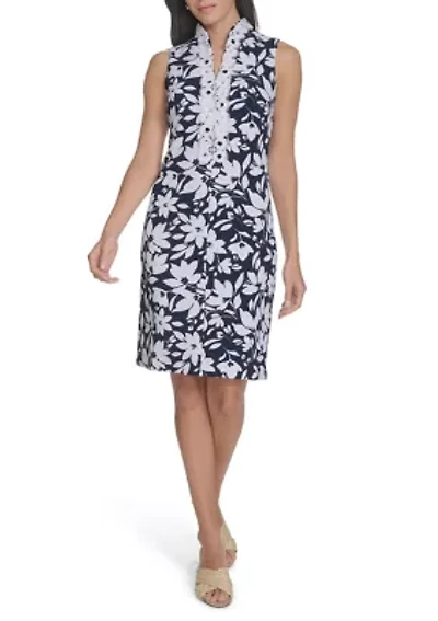 Women's Sleeveless Floral Print Sheath Dress