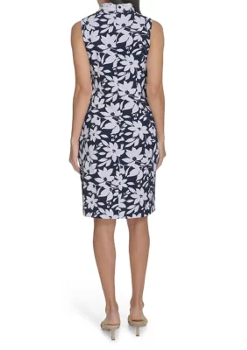 Women's Sleeveless Floral Print Sheath Dress