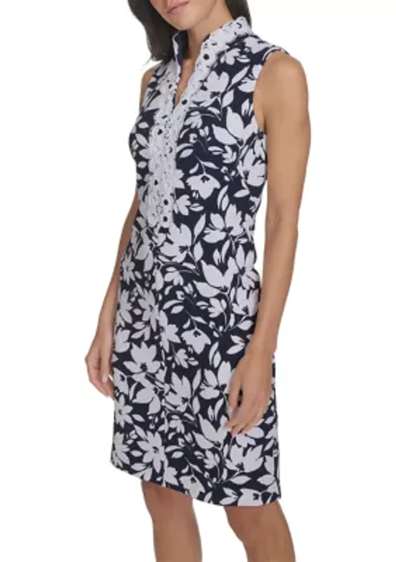Women's Sleeveless Floral Print Sheath Dress
