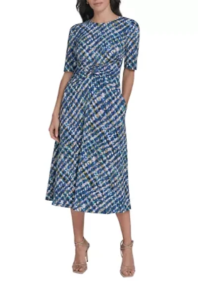 Women's Printed Tie Waist Dress
