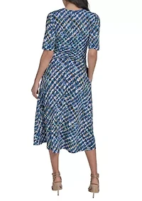 Women's Printed Tie Waist Dress