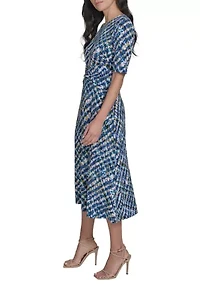 Women's Printed Tie Waist Dress